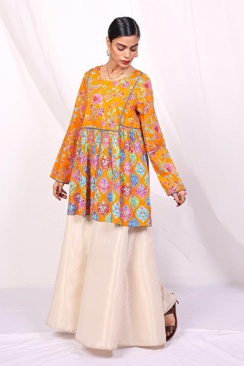 Generation - Kani Print blocked Top - Mustard - 1 Piece
