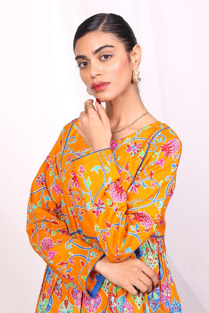 Generation - Kani Print blocked Top - Mustard - 1 Piece