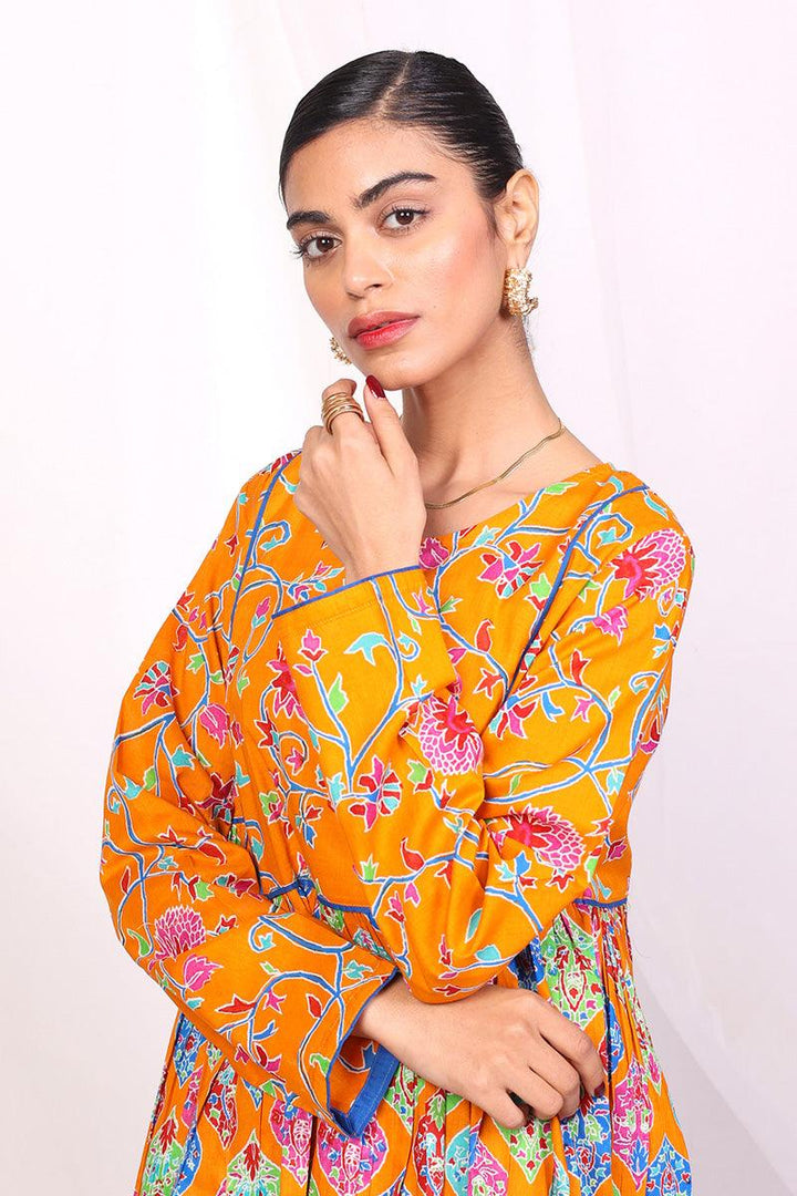 Generation - Kani Print blocked Top - Mustard - 1 Piece