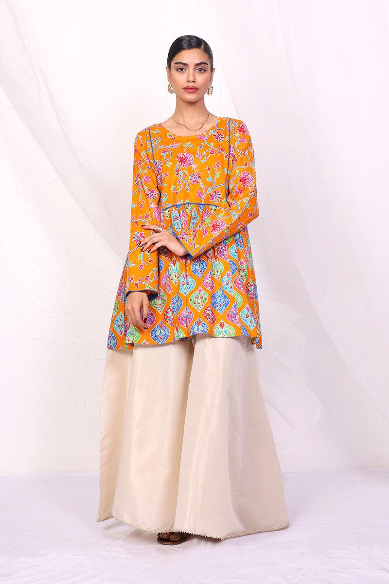 Generation - Kani Print blocked Top - Mustard - 1 Piece