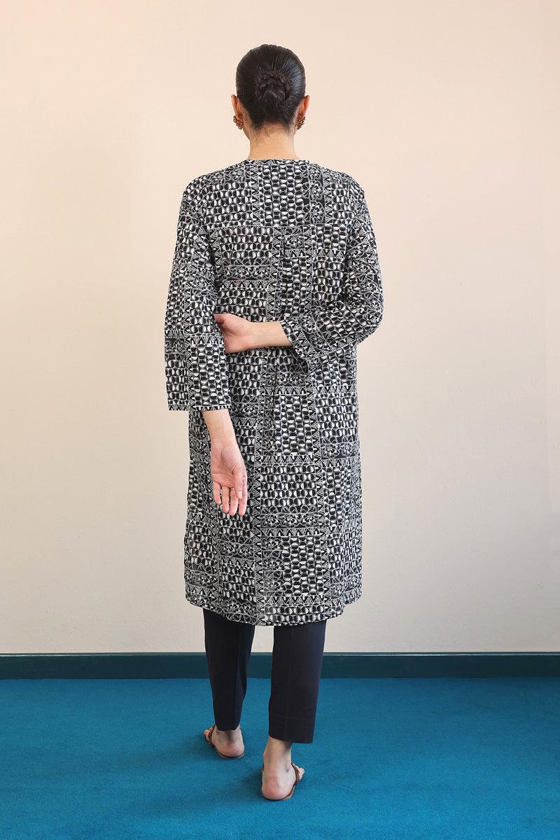 Generation - 1 Piece - Linocut Kurta - Black - Lawn