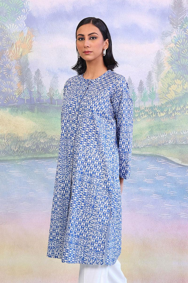 Generation - 1 Piece - Linocut Kurta - Blue - Lawn