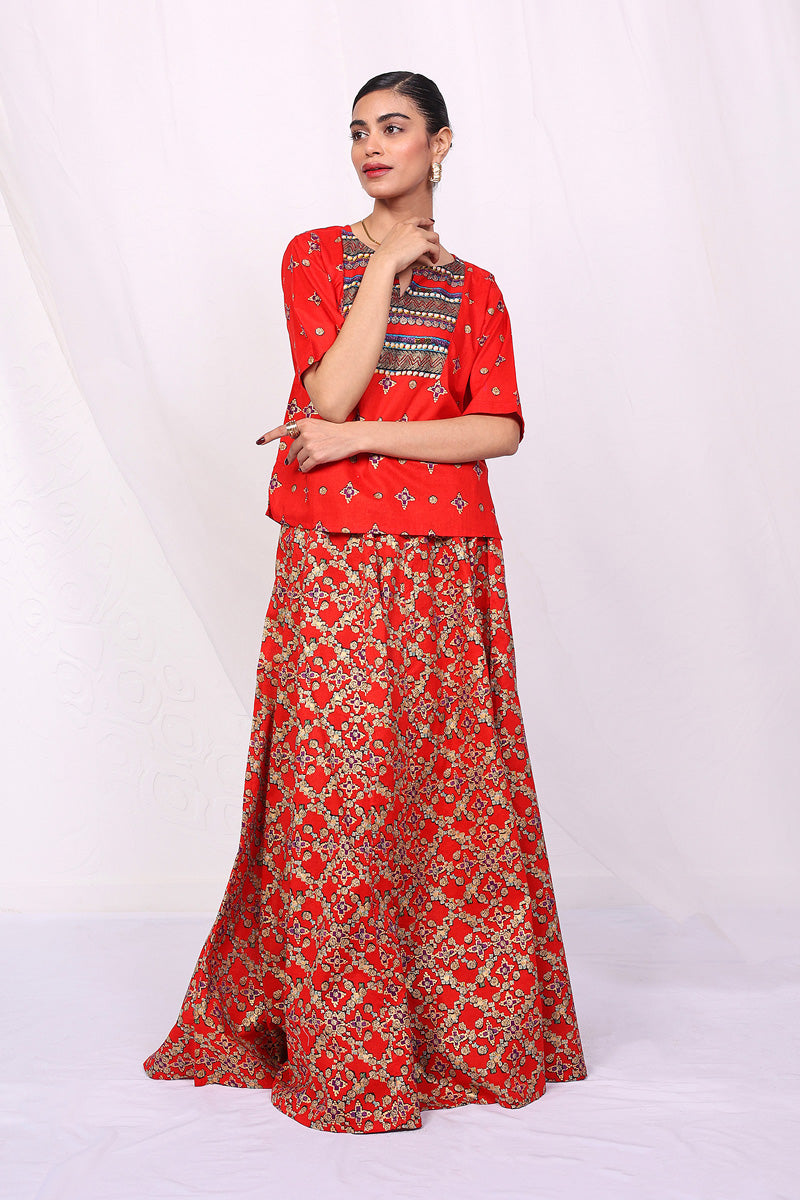Generation - Zarnigar Skirt Co-ords - Red - 2 Piece