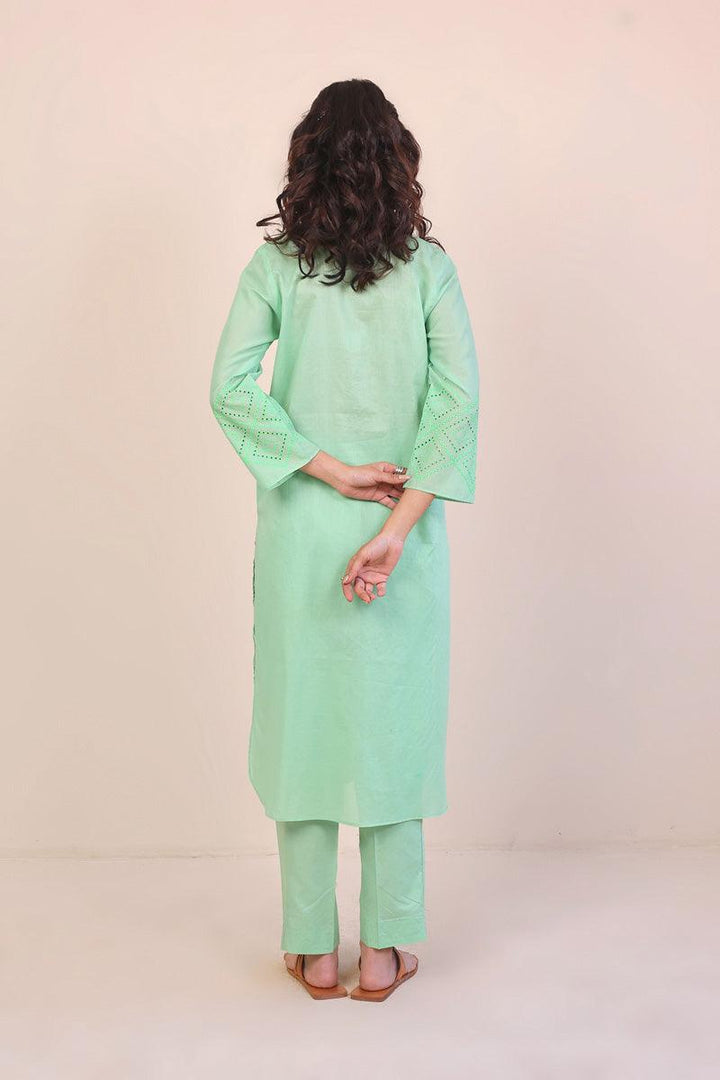 Generation - Summer Breeze Embroidered Set - Green - Schiffli - 2 Piece