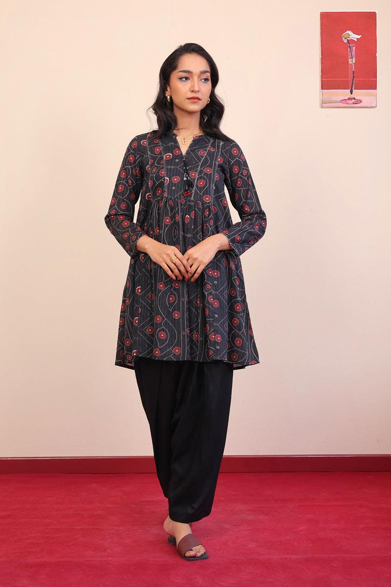 Generation - Chandarkani Peplum - Black - Lawn - 1 Piece