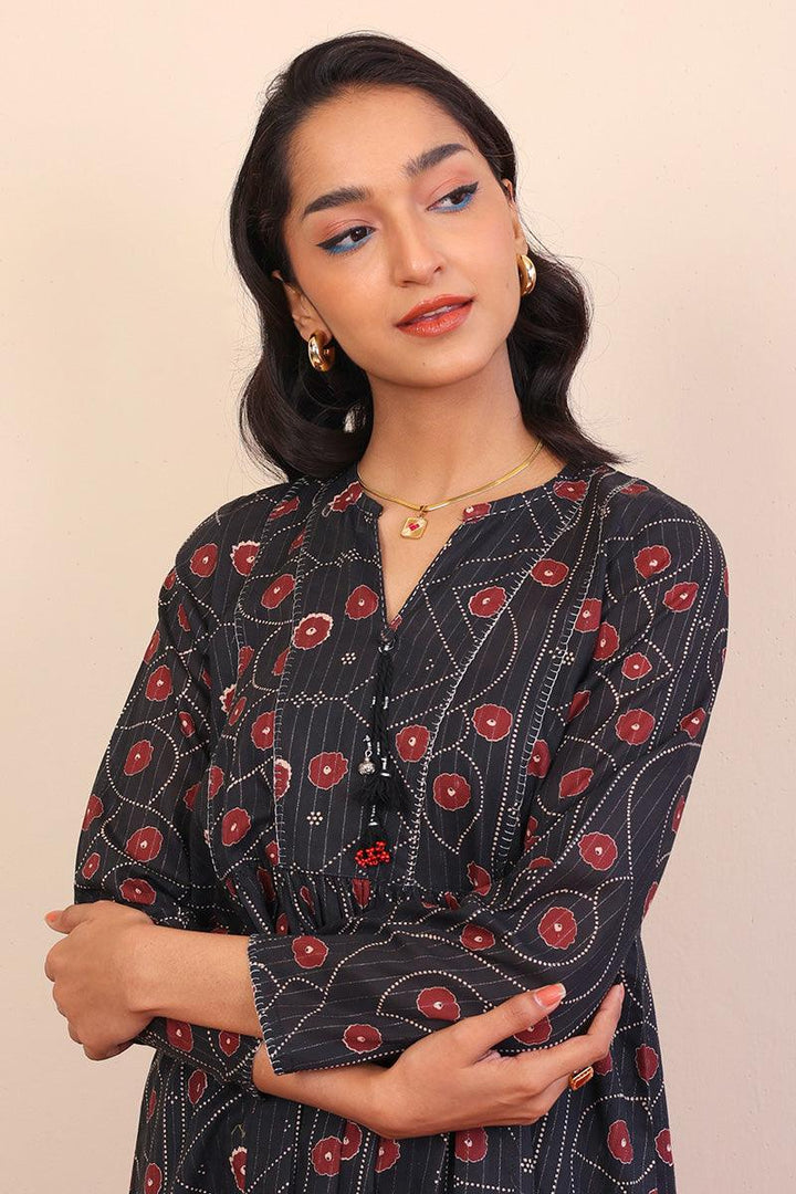 Generation - Chandarkani Peplum - Black - Lawn - 1 Piece