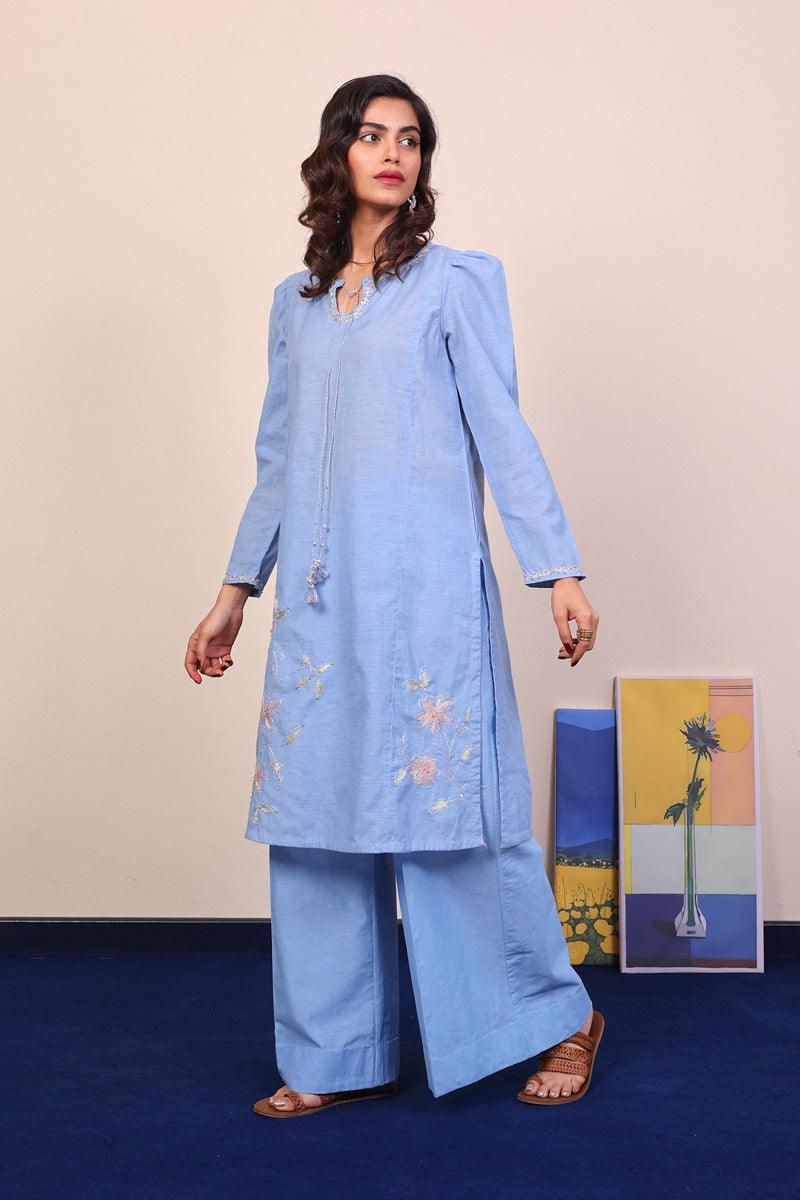Generation - Chandbali two piece - Sky Blue - 2 Piece