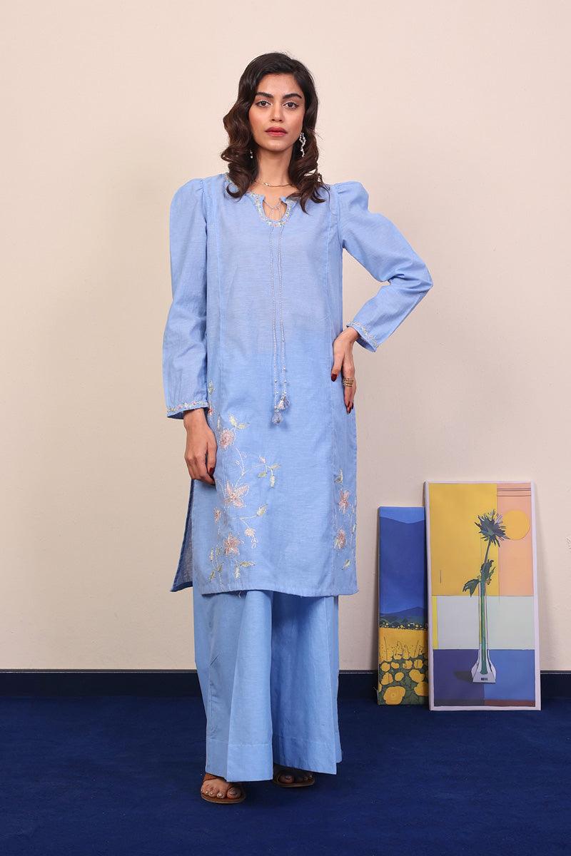 Generation - Chandbali two piece - Sky Blue - 2 Piece