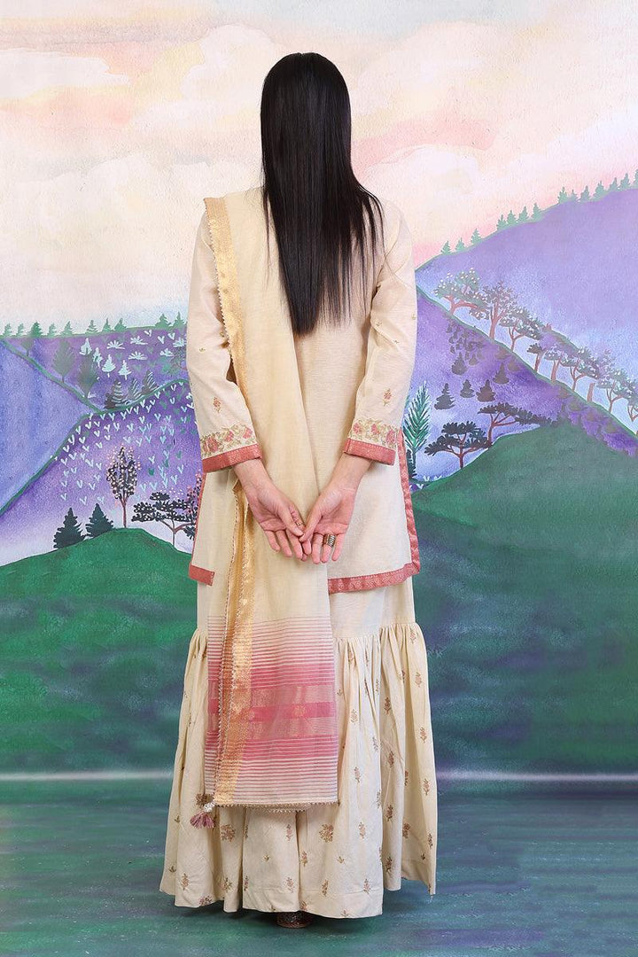 Generation - Aik Rang Gharara Suit - Off White - 3 Piece