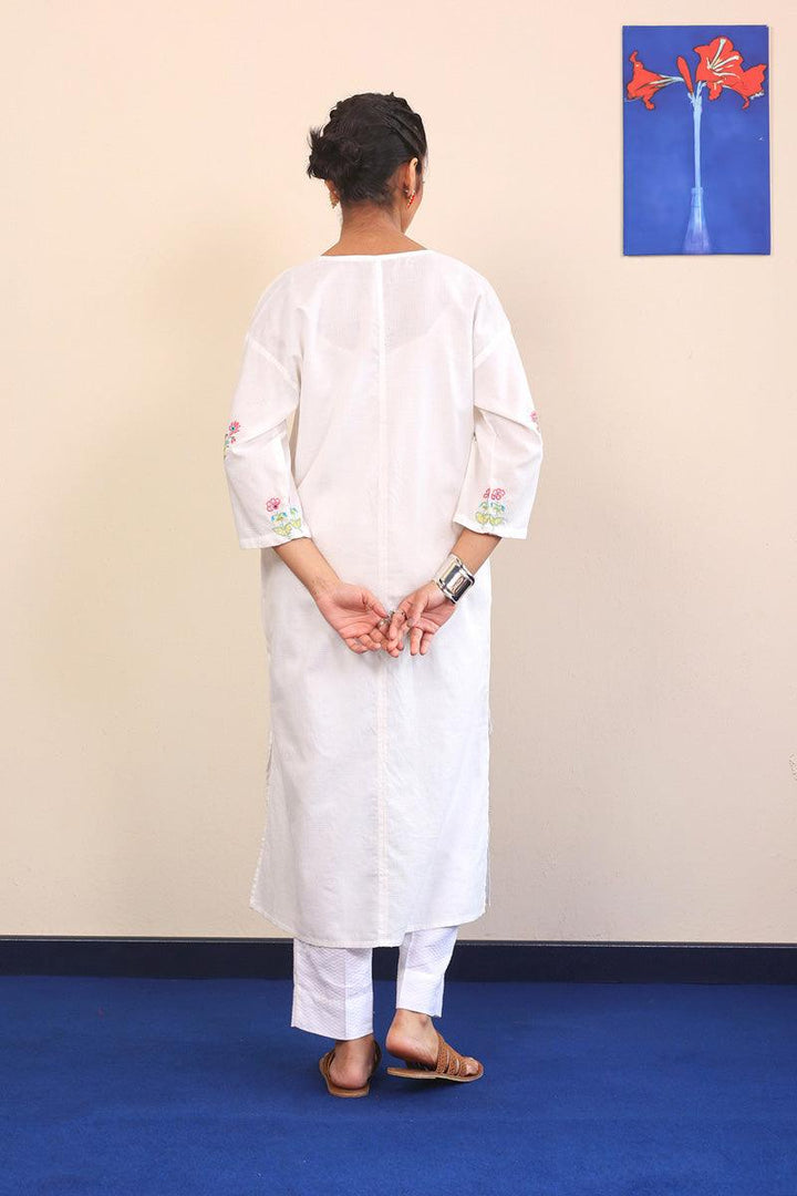 Generation - Bageecha Hand Embroidered Kurta - White - 1 Piece