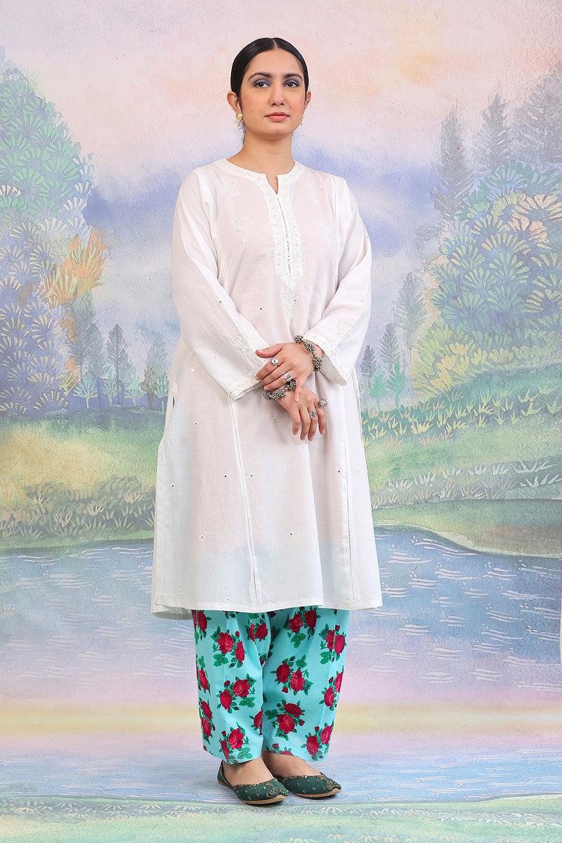 Generation - Bagheecha Sheehsakari Kurta - White - 1 Piece