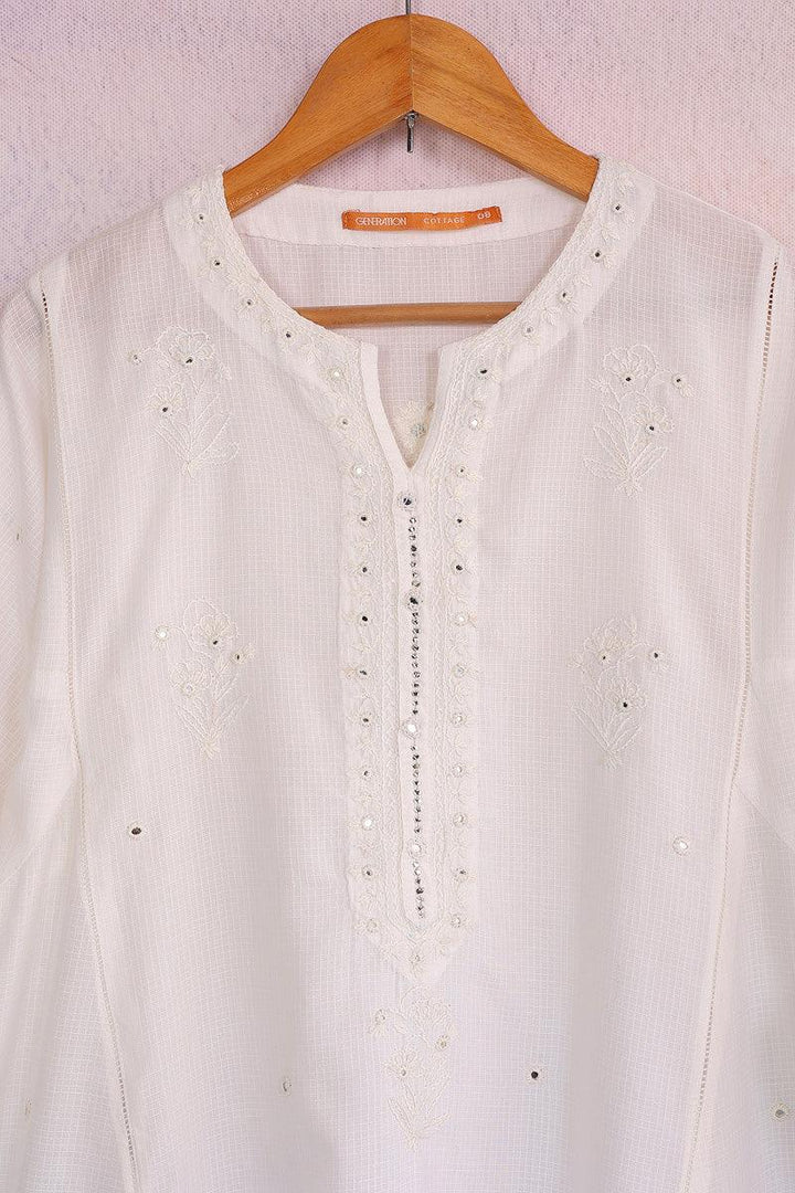 Generation - Bagheecha Sheehsakari Kurta - White - 1 Piece