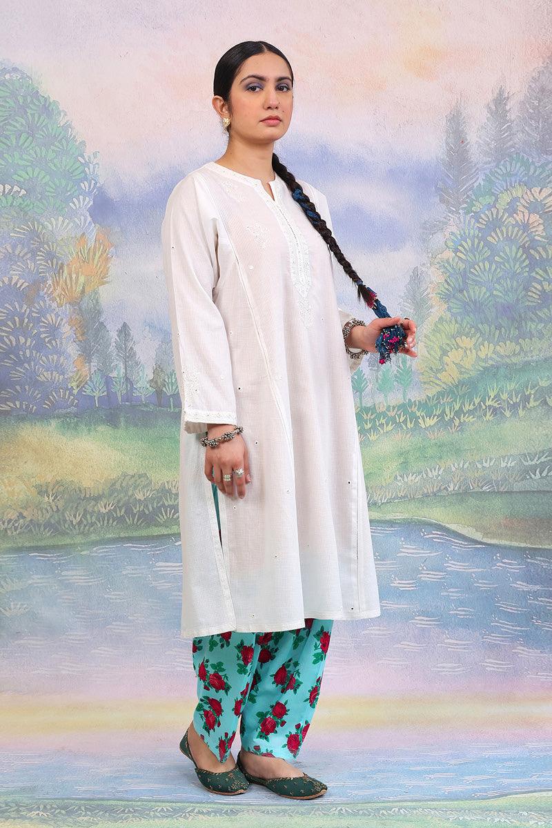 Generation - Bagheecha Sheehsakari Kurta - White - 1 Piece