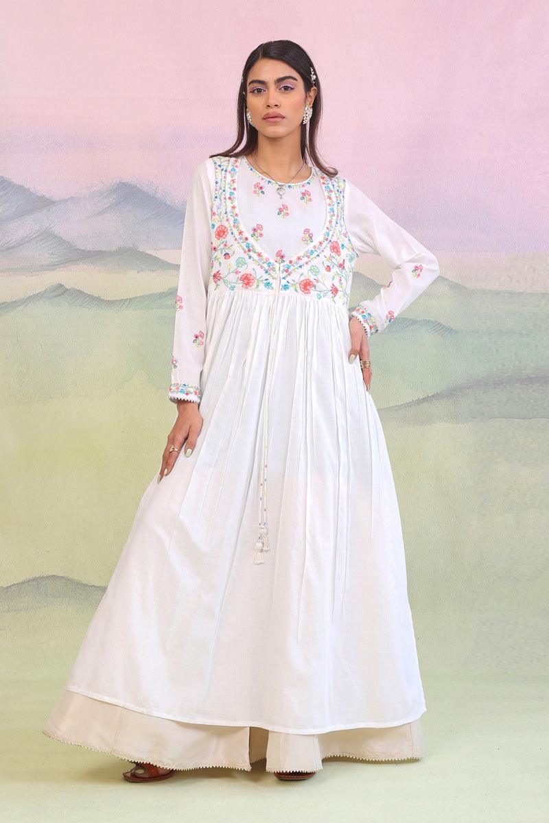 Generation - Bagheecha Embroidered Anarkali - White - 1 Piece