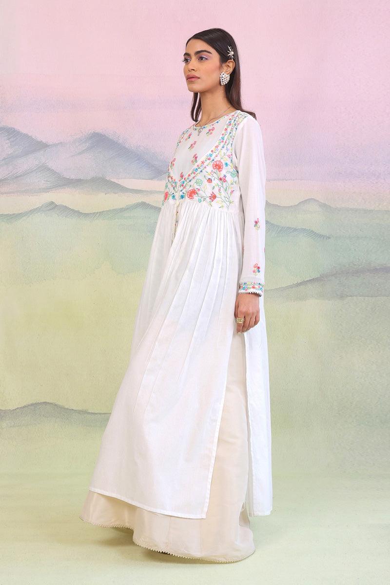 Generation - Bagheecha Embroidered Anarkali - White - 1 Piece