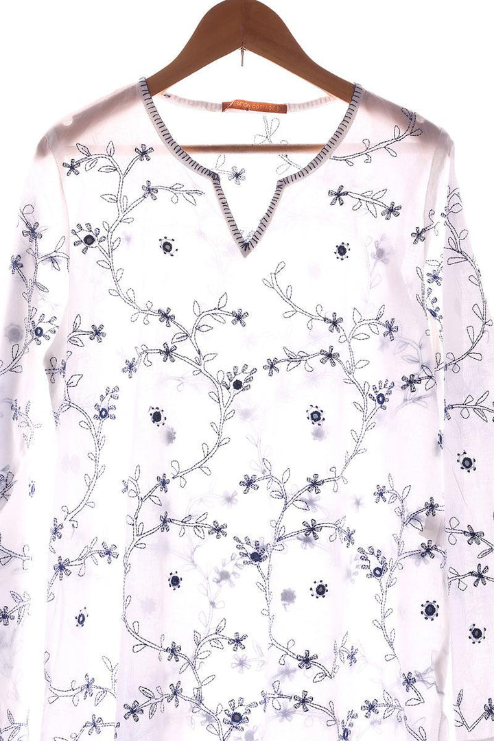 Generation - N K R Hand Embroidered Kurta - White - 1 Piece