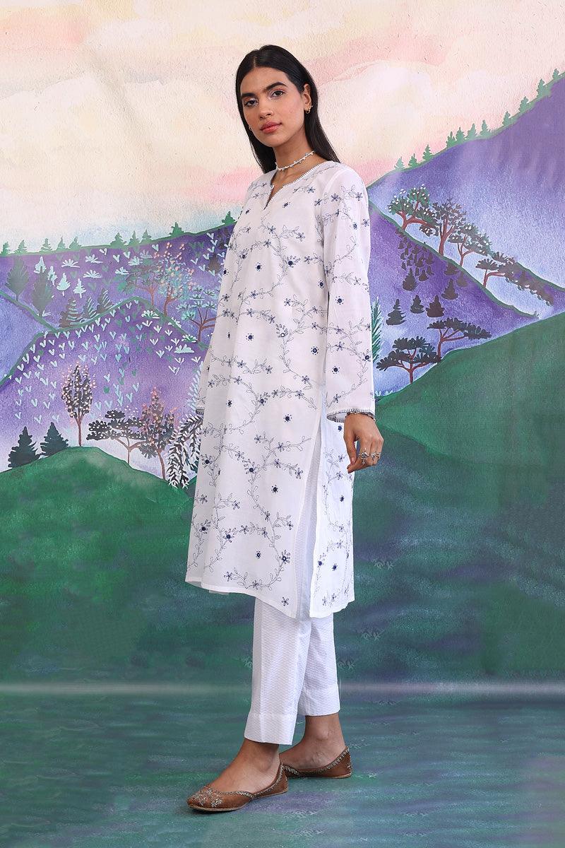 Generation - N K R Hand Embroidered Kurta - White - 1 Piece