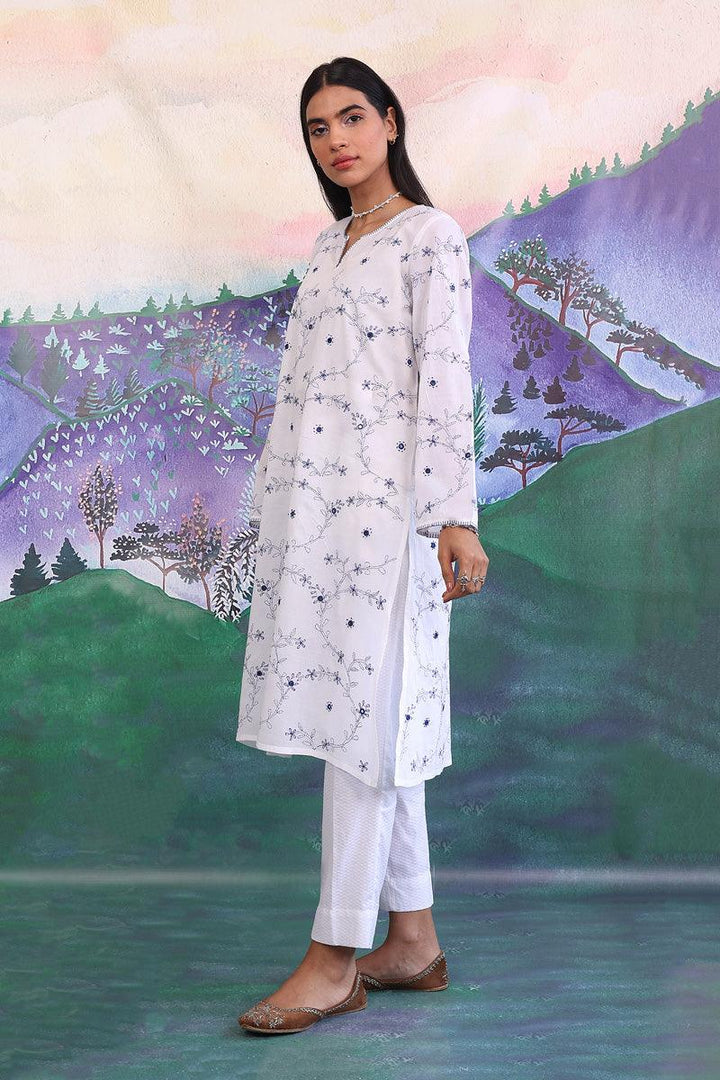 Generation - N K R Hand Embroidered Kurta - White - 1 Piece