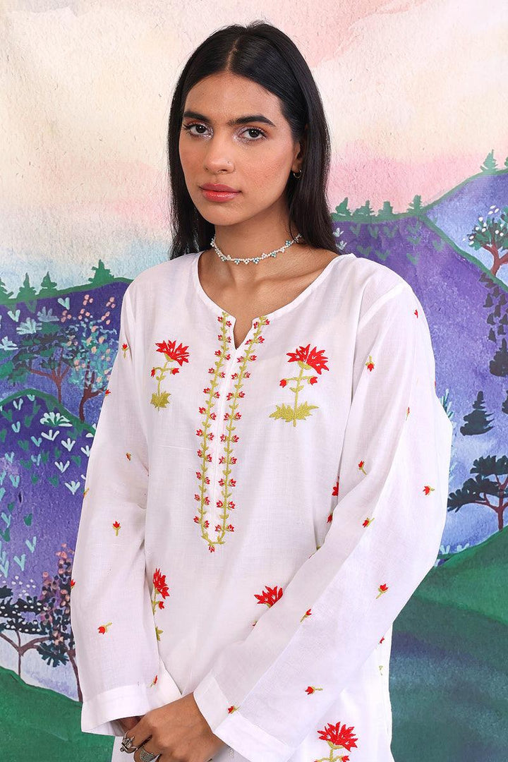 Generation - N K R Hand Embroidered Kurta - White - 1 Piece