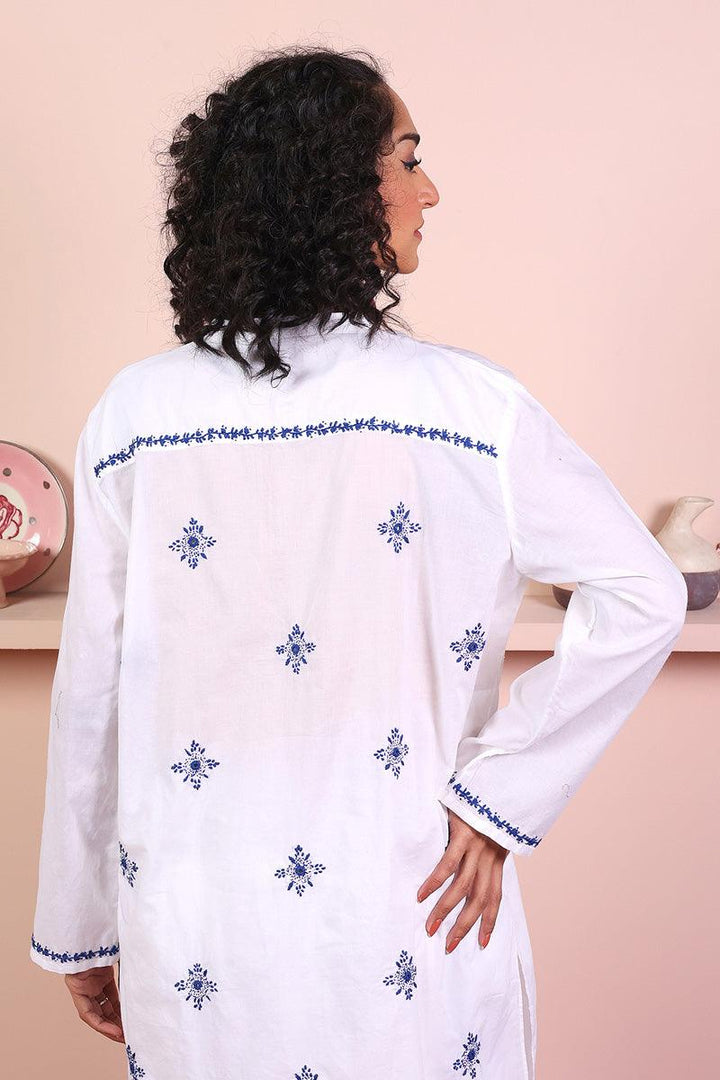 Generation - N K R Mirror Work Kurti - White - 1 Piece