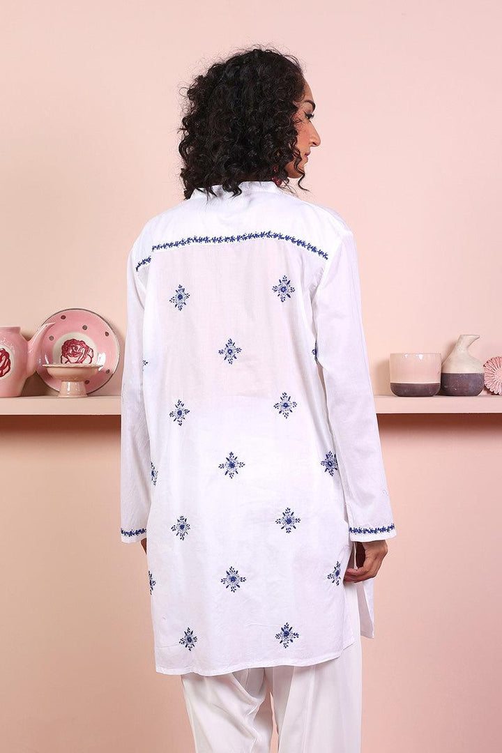 Generation - N K R Mirror Work Kurti - White - 1 Piece
