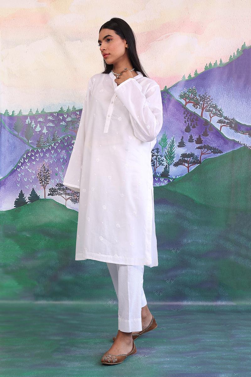 Generation - N K R Mini Florals Kurta - White - 1 Piece