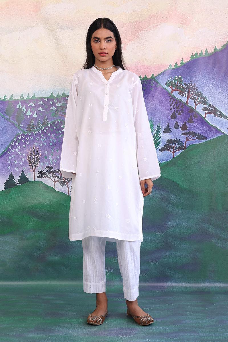 Generation - N K R Mini Florals Kurta - White - 1 Piece