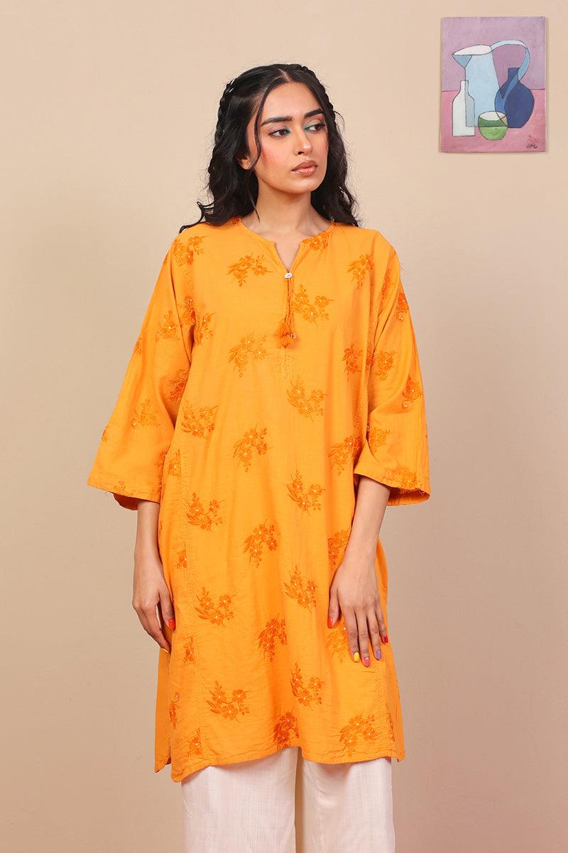 Generation - Baagh Kurta - 1 Piece - Orange - Lawn