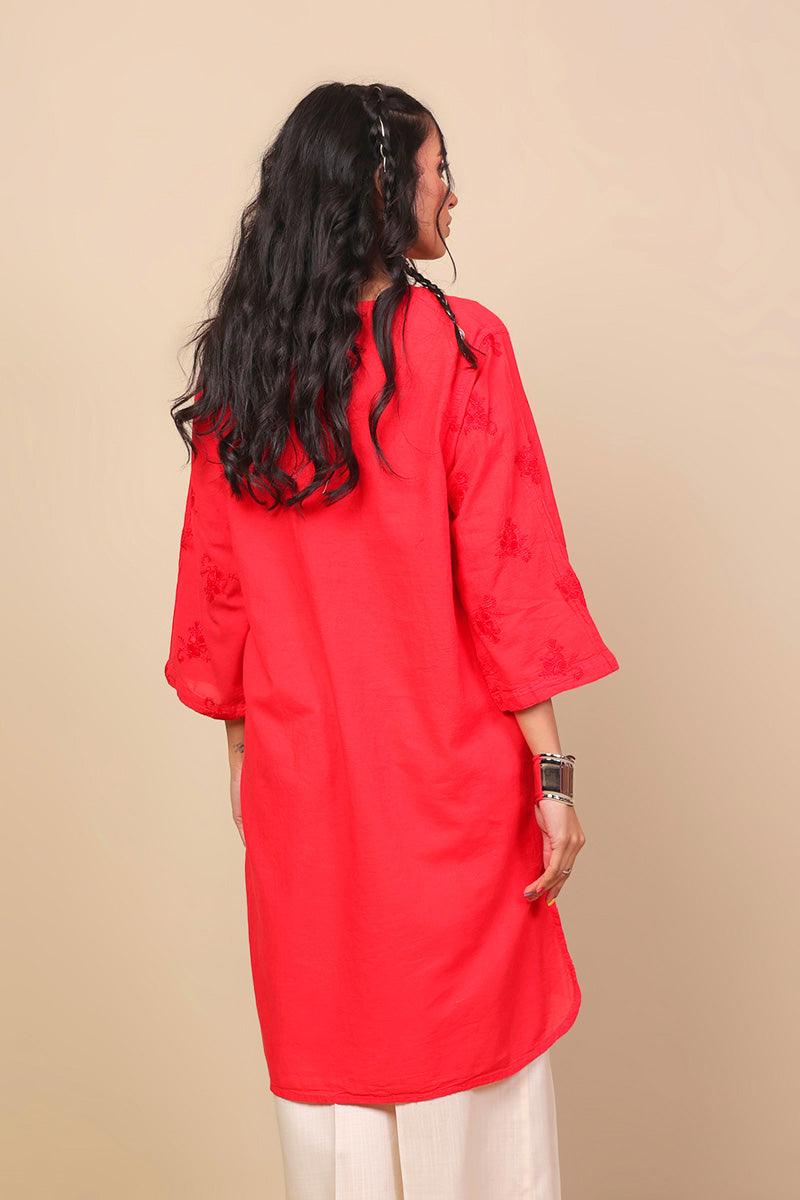 Generation - Baagh Kurta - 1 Piece - Red - Lawn