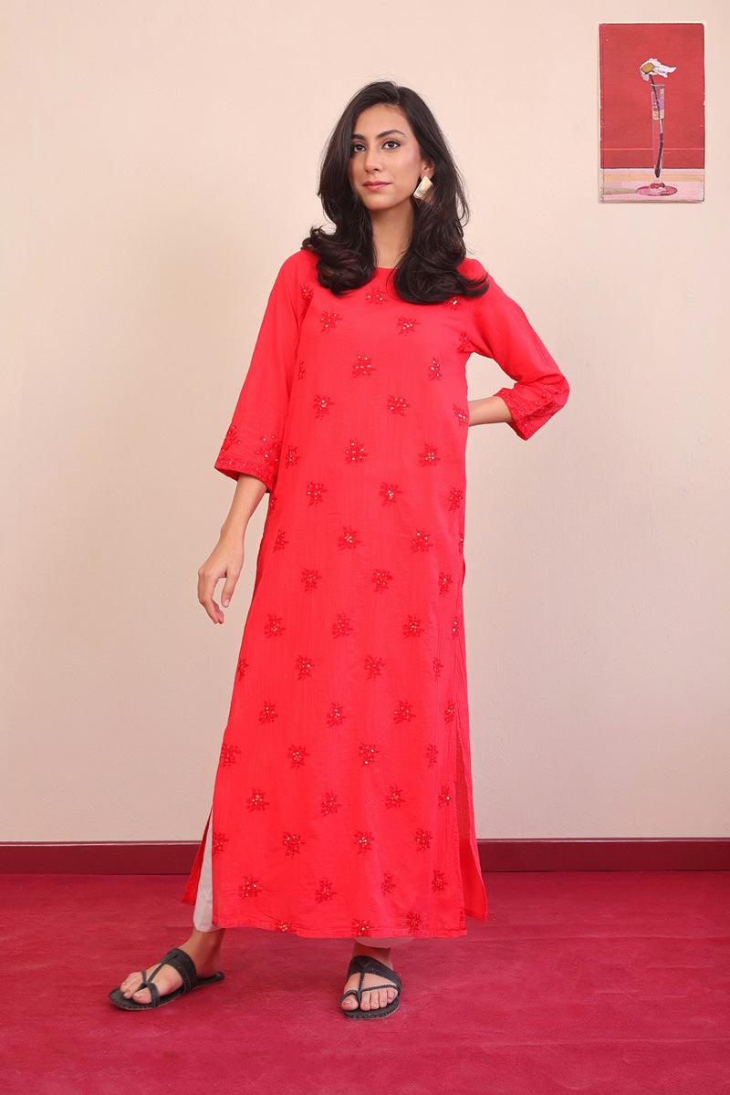 Generation - Baagh Laal Kameez - 1 Piece - Red - Lawn