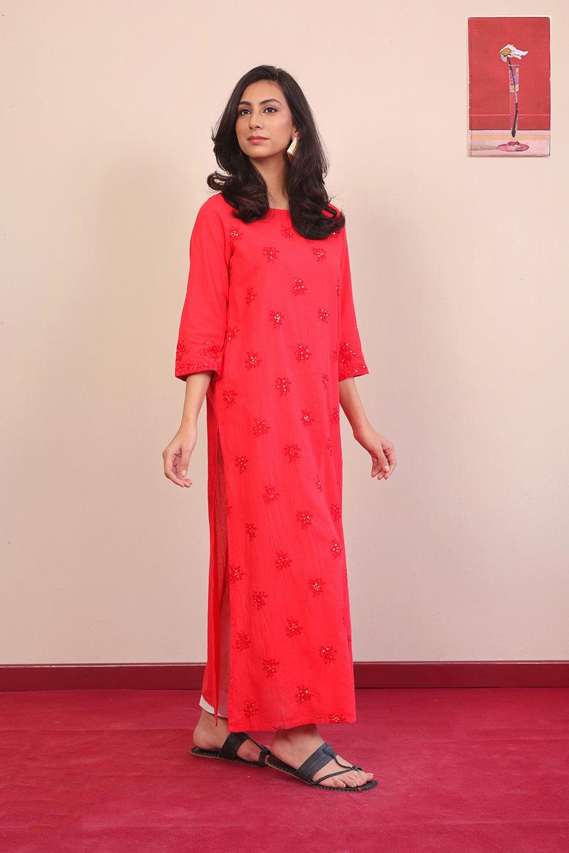Generation - Baagh Laal Kameez - 1 Piece - Red - Lawn