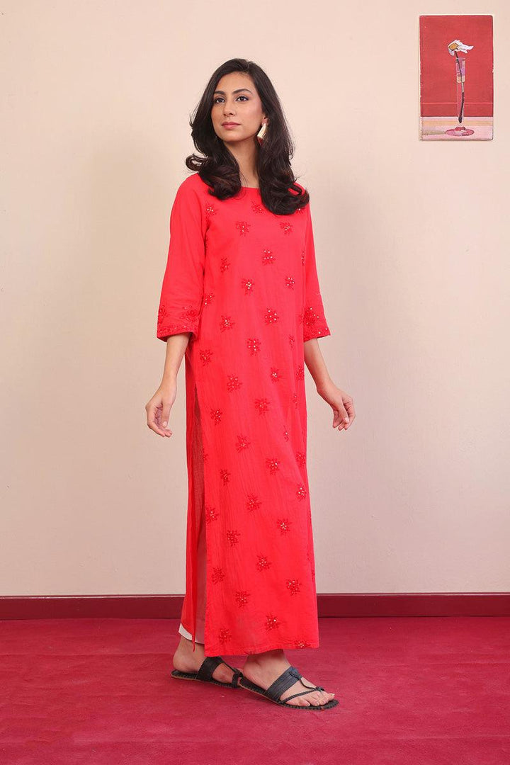 Generation - Baagh Laal Kameez - 1 Piece - Red - Lawn