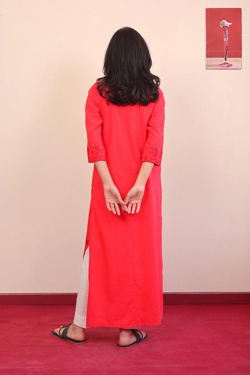 Generation - Baagh Laal Kameez - 1 Piece - Red - Lawn