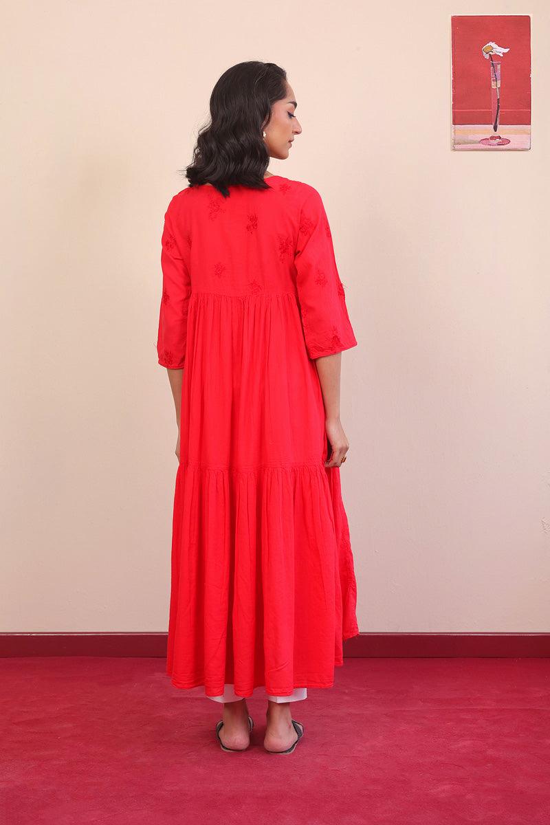 Generation - Baagh Tiered Dress - 1 Piece - Red - Lawn