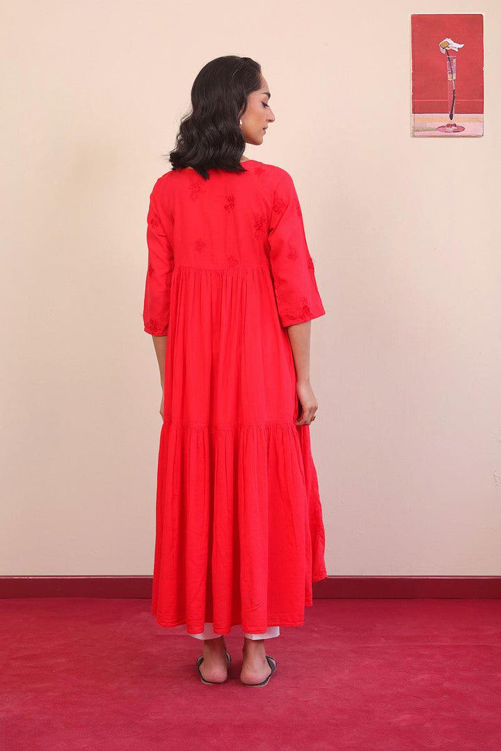 Generation - Baagh Tiered Dress - 1 Piece - Red - Lawn