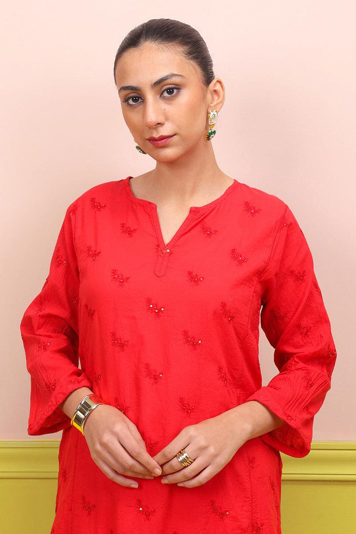 Generation - Baagh Kameez - 1 Piece - Red - Lawn