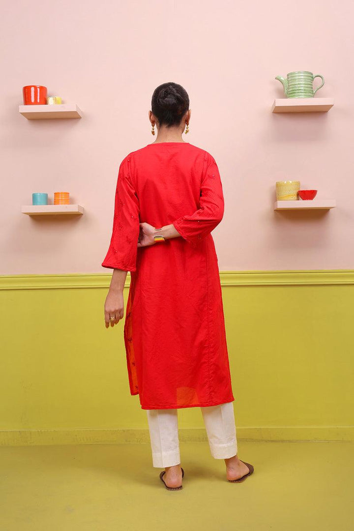 Generation - Baagh Kameez - 1 Piece - Red - Lawn