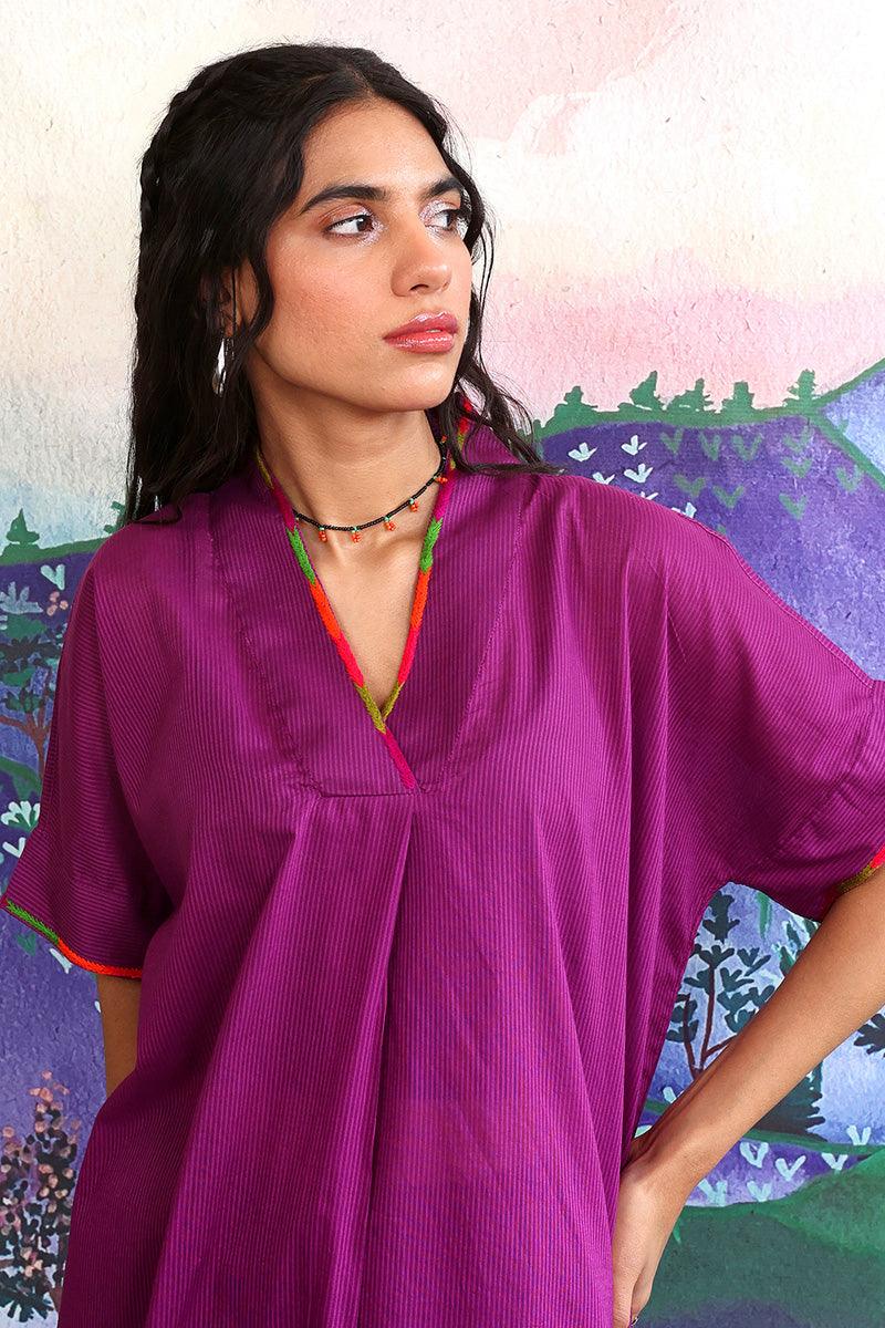 Generation - Malmal Kurti - 1 Piece - Purple - Lawn