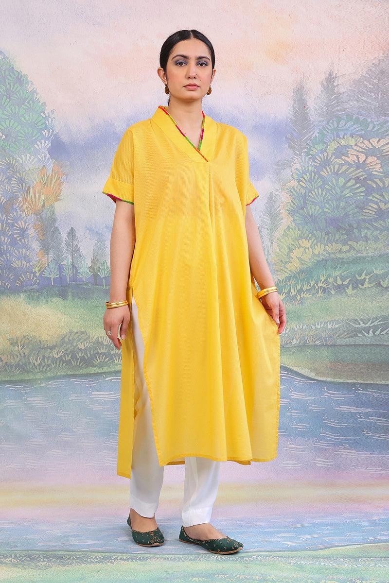 Generation - Malmal Kurta - 1 Piece - Yellow - Lawn