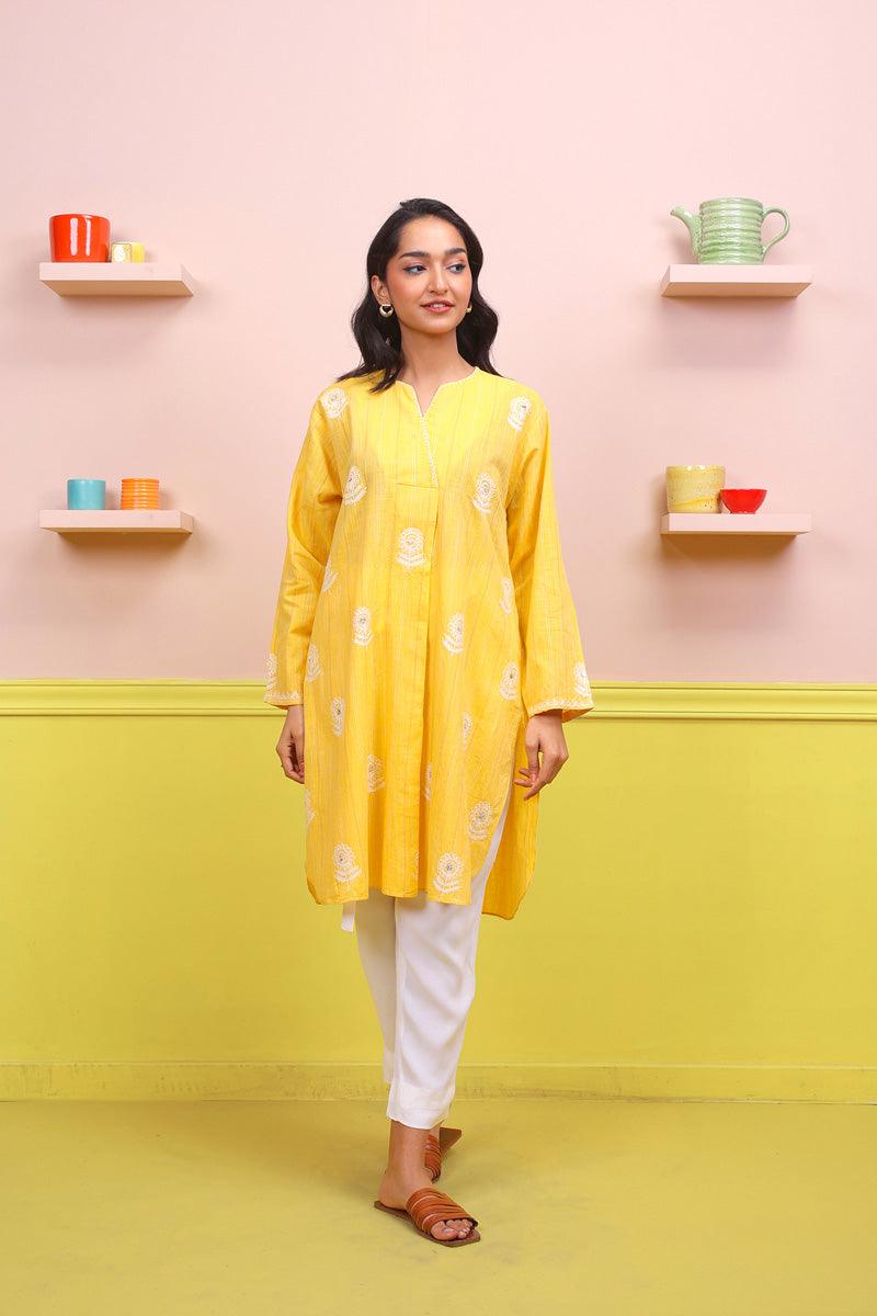 Generation - Serenity Kurti - Yellow - Lawn - 1 Piece