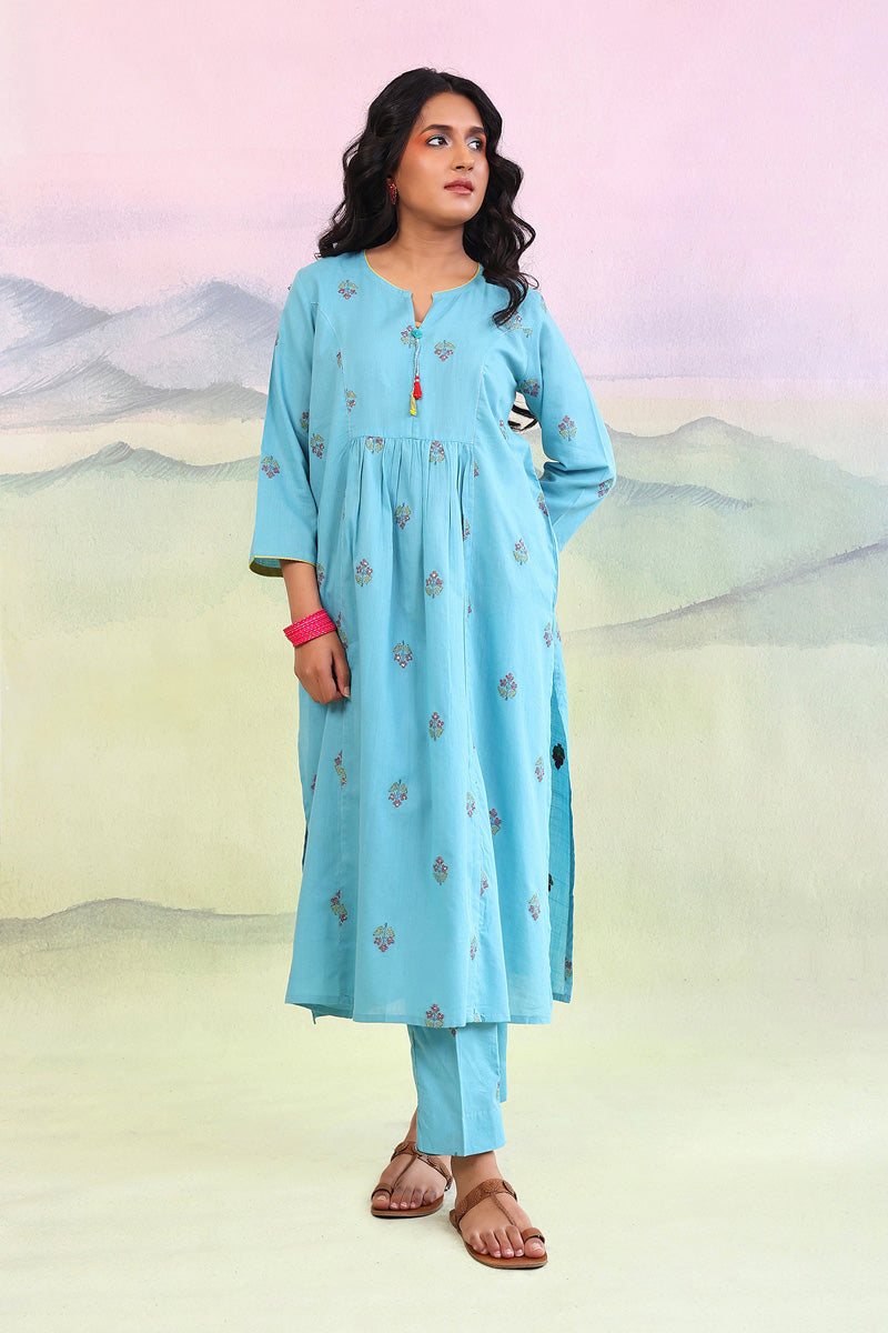 Generation - Feeling Cute Scarlet Shirt - Sky Blue - 2 Piece