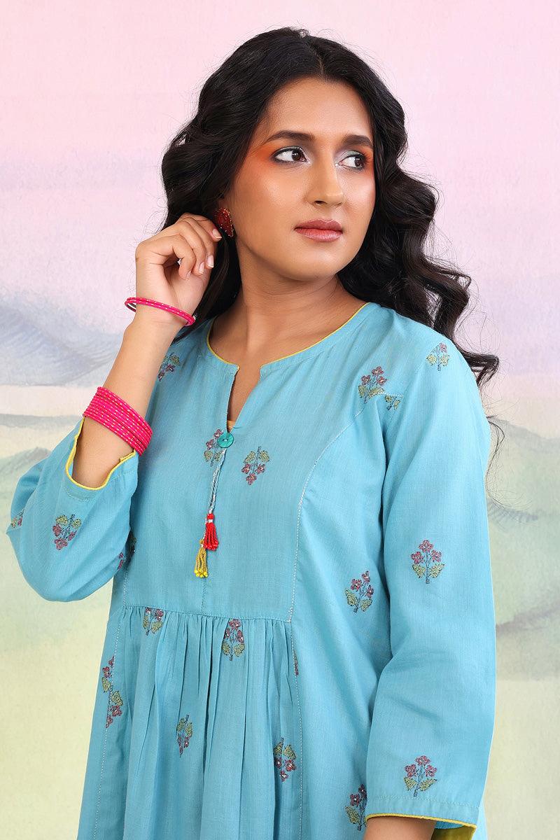 Generation - Feeling Cute Scarlet Shirt - Sky Blue - 2 Piece