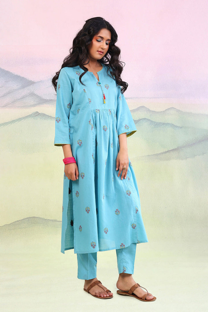 Generation - Feeling Cute Scarlet Shirt - Sky Blue - 2 Piece