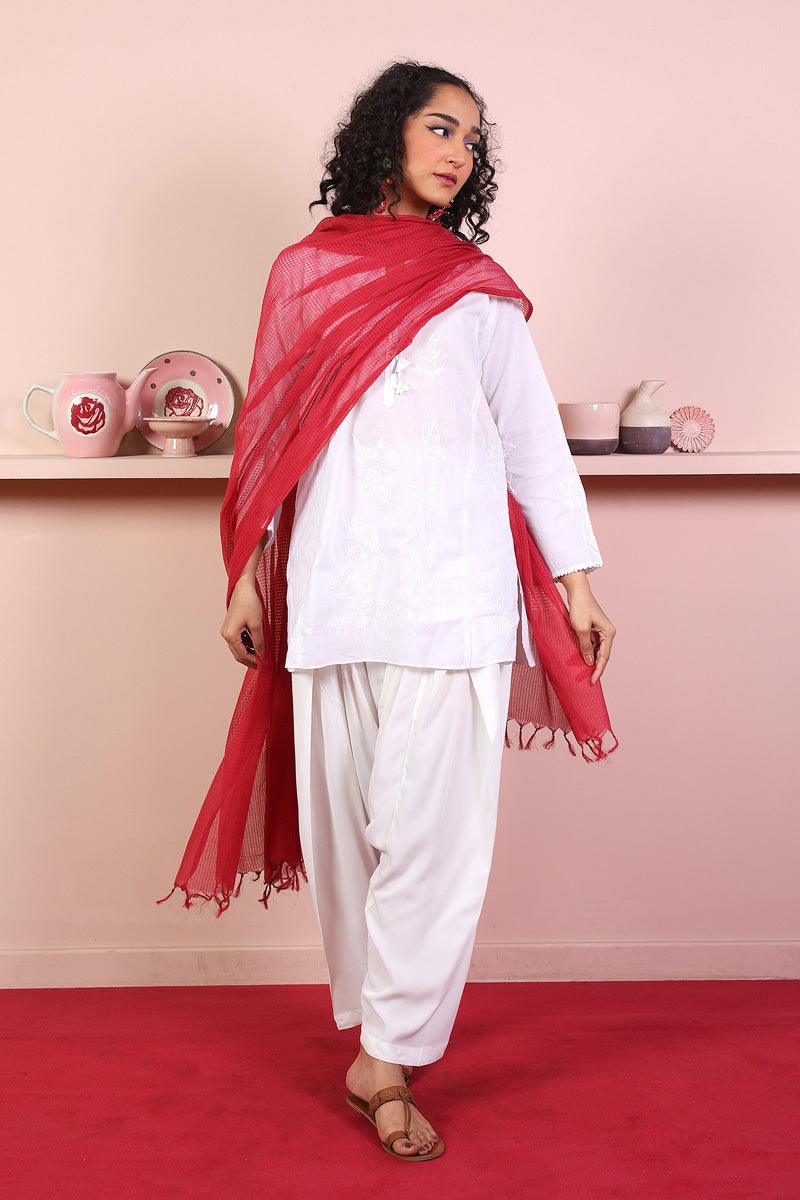 Generation - Teekha Dupatta - 1 Piece - Red - Cotton