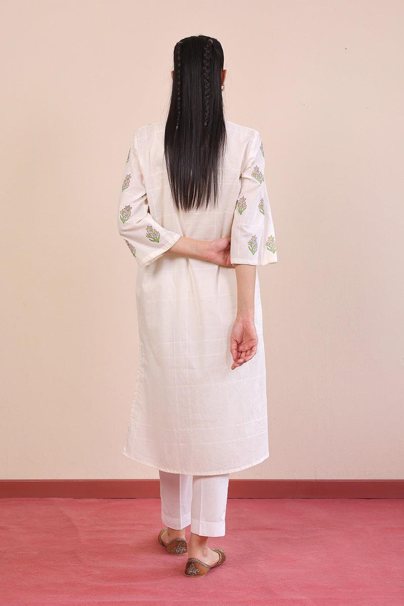 Generation - Tropic Splendour Blockprinted Kurta - Off White - 2 Piece