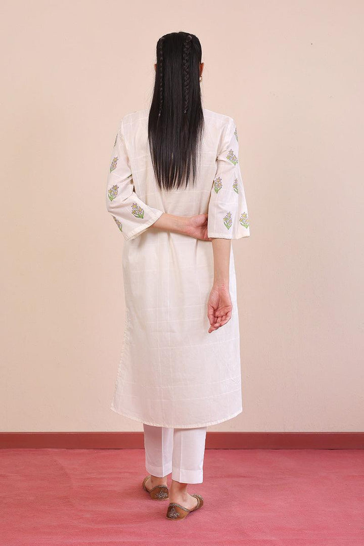 Generation - Tropic Splendour Blockprinted Kurta - Off White - 2 Piece