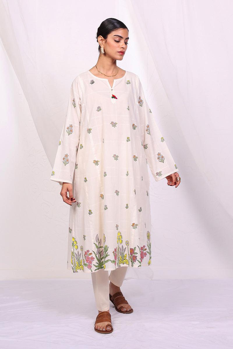 Generation - Tropic Splendour A-line Kurta - Off White - 1 Piece