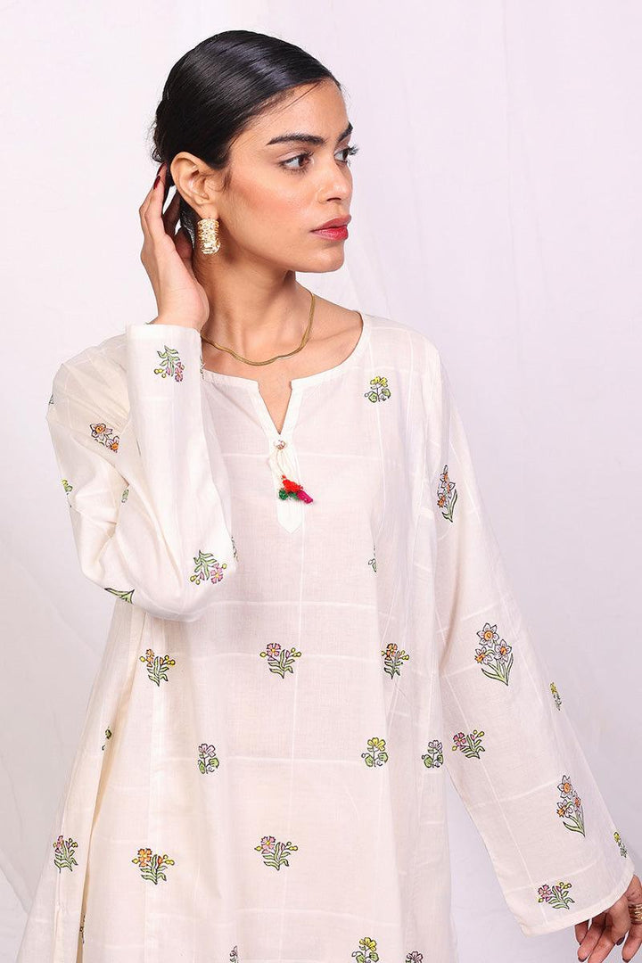Generation - Tropic Splendour A-line Kurta - Off White - 1 Piece
