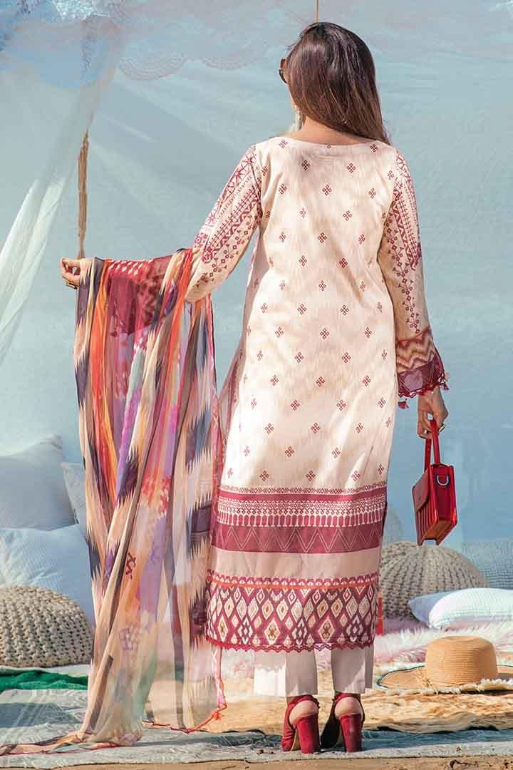 Mizaj - Unstitched Lawn with Chiffon Dupatta - 3 PC - Studio by TCS