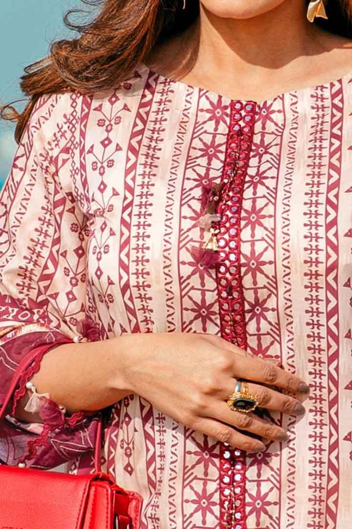 Mizaj - Unstitched Lawn with Chiffon Dupatta - 3 PC - Studio by TCS